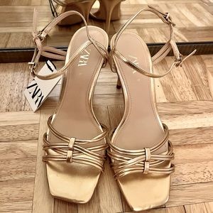 Zara gold sandals.